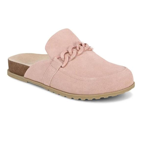 Vionic Shoes 12 pink leather georgie mules chain preppy fall slip on comfort - Picture 1 of 7